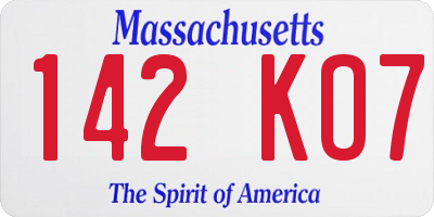 MA license plate 142KO7