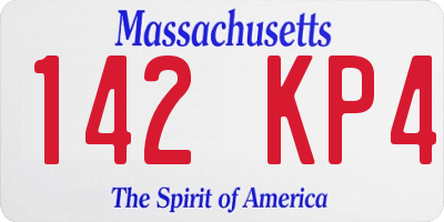 MA license plate 142KP4