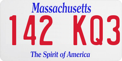MA license plate 142KQ3