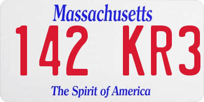 MA license plate 142KR3
