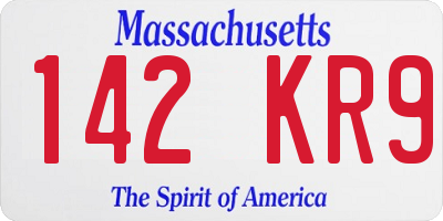 MA license plate 142KR9