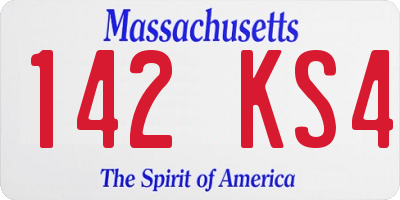 MA license plate 142KS4