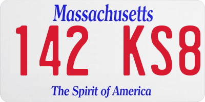 MA license plate 142KS8