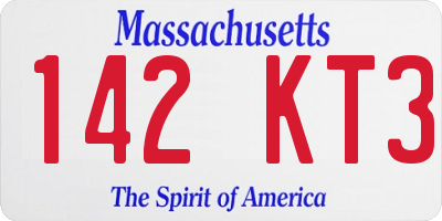MA license plate 142KT3