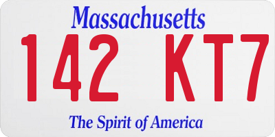 MA license plate 142KT7