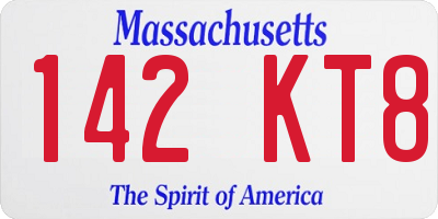 MA license plate 142KT8
