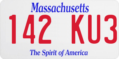 MA license plate 142KU3