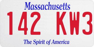 MA license plate 142KW3