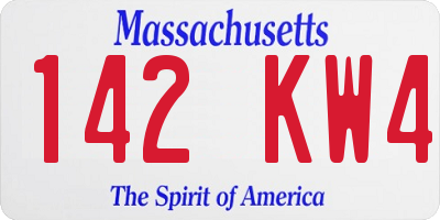 MA license plate 142KW4