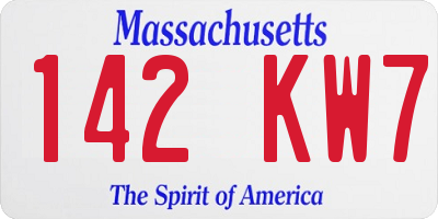 MA license plate 142KW7