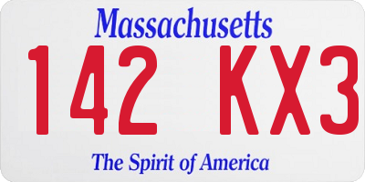 MA license plate 142KX3
