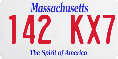 MA license plate 142KX7