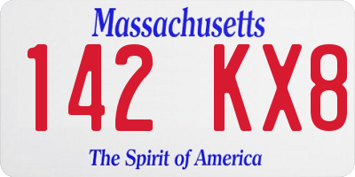 MA license plate 142KX8