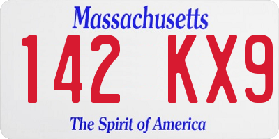 MA license plate 142KX9