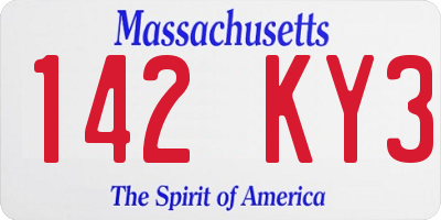 MA license plate 142KY3