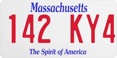MA license plate 142KY4
