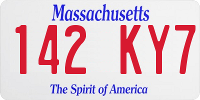 MA license plate 142KY7