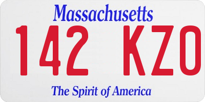MA license plate 142KZ0