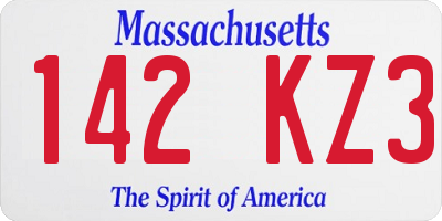 MA license plate 142KZ3