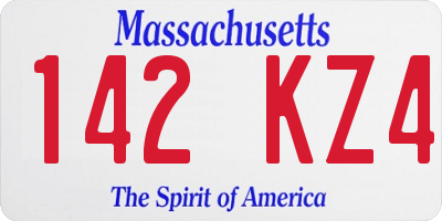 MA license plate 142KZ4