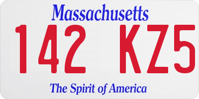 MA license plate 142KZ5
