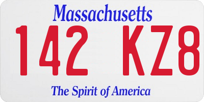 MA license plate 142KZ8