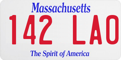 MA license plate 142LA0
