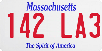 MA license plate 142LA3