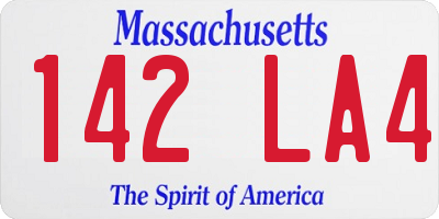 MA license plate 142LA4