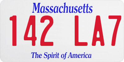 MA license plate 142LA7