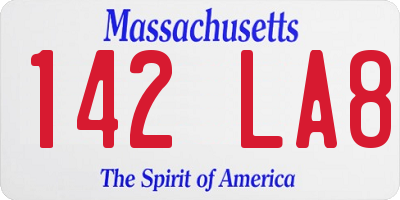 MA license plate 142LA8