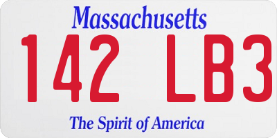 MA license plate 142LB3