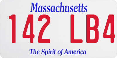 MA license plate 142LB4