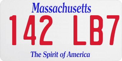 MA license plate 142LB7
