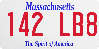 MA license plate 142LB8