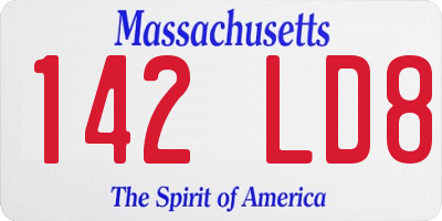 MA license plate 142LD8