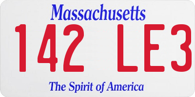 MA license plate 142LE3