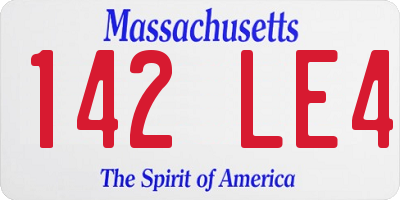 MA license plate 142LE4