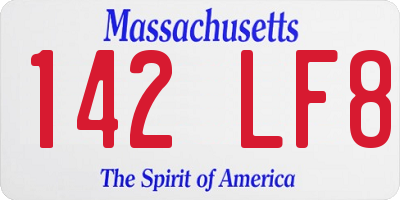 MA license plate 142LF8