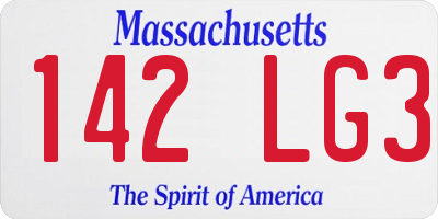 MA license plate 142LG3