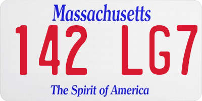 MA license plate 142LG7