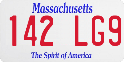 MA license plate 142LG9