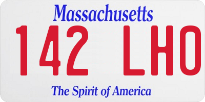 MA license plate 142LH0