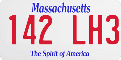 MA license plate 142LH3