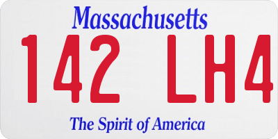 MA license plate 142LH4
