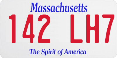 MA license plate 142LH7