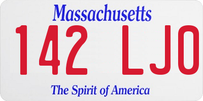 MA license plate 142LJ0