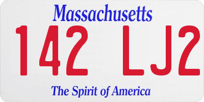 MA license plate 142LJ2