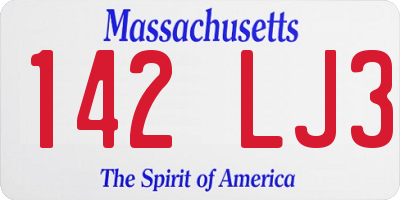 MA license plate 142LJ3