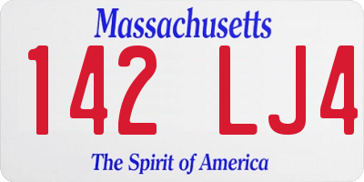 MA license plate 142LJ4